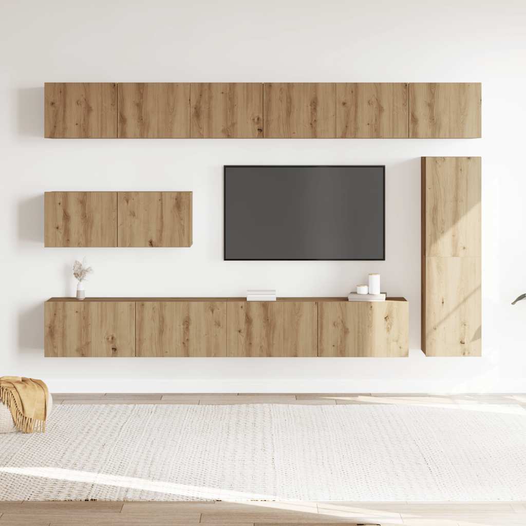 7 Piece TV Cabinet Set Wall-mounted Artisan Oak Engineered Wood